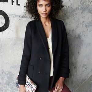 Sezane Wool Blend Black Coat S